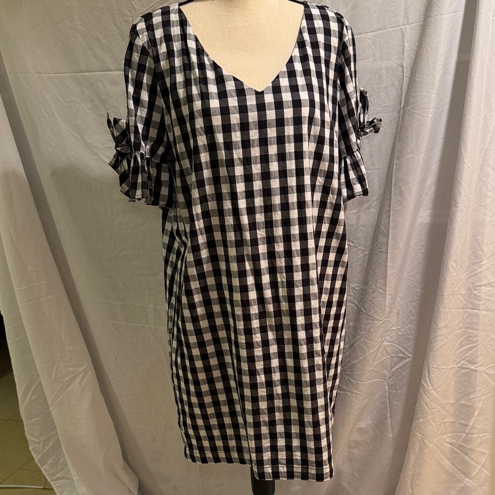 J. Crew Checkered Mini Dress in Black and White